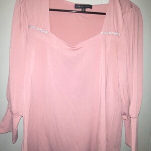 Adrienne Vittadini Pink Blouse with Embellishments